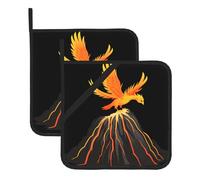 YYHWHJDE Phoenix on the volcano Prints - Juego de alfombrillas cuadradas de dos piezas, aisladas, gruesas, impermeables, fáciles de limpiar