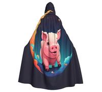 YYHWHJDE Pig On The Colorful Moon Picture - Chaqueta larga con capucha para adultos, para Halloween, adecuada para hombres y mujeres