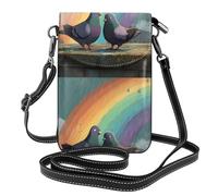 YYHWHJDE Pigeons Under The Rainbow Prints - Bolso cruzado pequeño de cuero para mujer, impermeable y duradero