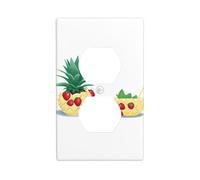 YYHWHJDE Placa de pared de doble enchufe con diseño de fresas en un cuenco de piña, resistente a los golpes y duradera, 4.5 x 2.75 pulgadas