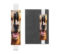 YYHWHJDE - Portalápices de piel blanca con diseño de perro golden retriever con banda elástica ajustable de 21 a 4,6 cm, adecuado para la mayoría de cuadernos
