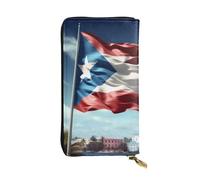YYHWHJDE Puerto Rico - Cartera larga de piel impresa con bandera de papel pintado diseñada para niñas y mujeres a la moda, elegante y personalizada, 7.4 x 4.1 pulgadas, negro, talla única, Black,