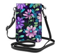 YYHWHJDE Purple Camellia Picture - Teléfono móvil para mujer con prepucio de cuero, cubierta cruzada, pequeña correa ajustable para el hombro