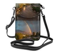 YYHWHJDE Rainbow On The River Beach - Bolso cruzado pequeño de cuero para mujer, impermeable y duradero