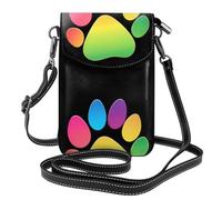 YYHWHJDE Rainbow Paw Prints - Bolso cruzado pequeño de cuero para mujer, impermeable y duradero