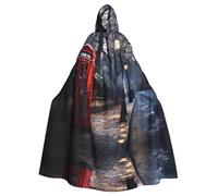 YYHWHJDE Red Phone Booth London Street Picture - Chaqueta larga con capucha para adultos, para Halloween, adecuada para hombres y mujeres