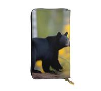 YYHWHJDE Rge and Small Black Bears - Cartera larga de piel de calidad con impresión de osos negros, diseñada para niñas y mujeres a la moda, elegante, 19 x 10,5 cm, Black, Talla única