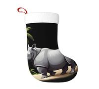 YYHWHJDE Rinoceronte Under The Coconut Tree - Calcetín de Navidad, accesorio decorativo esponjoso y suave para uso a granel por mujeres y hombres