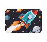 YYHWHJDE Rocket Clipart - Alfombra antideslizante y gruesa con patrón de nave espacial, adecuada para baños, dormitorios, alfombras lavables de 16 x 24 pulgadas