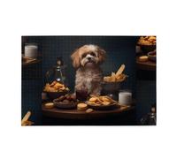 Yyhwhjde - Rompecabezas de 1000 piezas con imagen de cachorros y alimentos, rompecabezas educativos de madera intelectual, rompecabezas divertidos, rompecabezas para aliviar el estrés