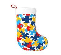 YYHWHJDE Rompecabezas de concienciación sobre el autismo, diseño de corazón, calcetín de Navidad, accesorio decorativo, esponjoso, suave, para uso a granel por mujeres y hombres