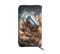 YYHWHJDE Rugby on Fire - Cartera larga de piel de calidad diseñada para niñas y mujeres a la moda, 19 x 10,5 cm, Black, Talla única