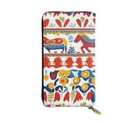 YYHWHJDE Runner - Cartera larga de piel de calidad con diseño de caballo dala sueco, diseñada para niñas y mujeres a la moda, elegante, 19 x 10,5 cm, Black, Talla única