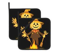 YYHWHJDE Scarecrow by the bonfire Prints - Juego de alfombrillas cuadradas de dos piezas, aisladas, gruesas, impermeables, fáciles de limpiar