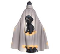 YYHWHJDE Shy Little Black Dog - Capa con capucha para adultos, sin cremallera, cómoda para fiestas de disfraces
