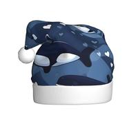 YYHWHJDE Sombrero de Navidad con estampado de ballena asesina azul para adultos, por lo que es un regalo divertido y duradero para hombres y mujeres