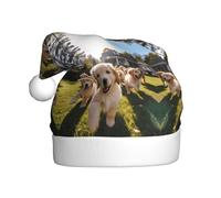 YYHWHJDE Sombrero de Navidad con estampado de cachorros Golden Retriever para adultos para hombres y mujeres, diadema para ocasiones festivas