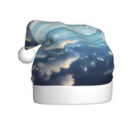YYHWHJDE Sombrero de Navidad con estampado de nubes blancas sobre el mar para adultos, por lo que es un regalo divertido y duradero para hombres y mujeres