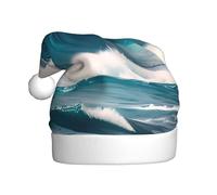 YYHWHJDE Sombrero de Navidad con estampado de olas de mar azul de dibujos animados para adultos, por lo que es un regalo divertido y duradero para hombres y mujeres