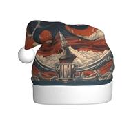 YYHWHJDE Sombrero de Navidad con estampados de edificios en alta mar para adultos para hombres y mujeres, diadema para ocasiones festivas