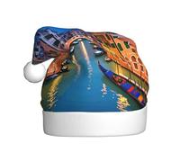 YYHWHJDE Sombrero de Navidad con impresión nocturna de Venecia, duradero para adultos, para Halloween, Navidad, Año Nuevo