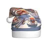 YYHWHJDE Sombrero de Navidad con patrón de té de la tarde en la mansión para adultos, suave y esponjoso, ideal para uso a largo plazo
