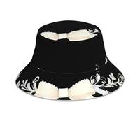YYHWHJDE Sombrero de pescador reflectante con patrón de cinta de encaje volador, ligero, transpirable, plegable, para hombres y mujeres, color negro