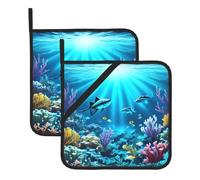YYHWHJDE Submarine Coral Rays Prints - Juego de 2 soportes cuadrados aislados para macetas de 8 x 8 pulgadas, antiquemaduras y aislamiento térmico impermeable