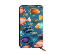 YYHWHJDE Submarine Reef Fish - Cartera larga de piel de calidad diseñada para niñas y mujeres a la moda, elegante, 19 x 10,5 cm, Black, Talla única