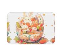 YYHWHJDE Sugar in Coconut Shell and White Rabbit Picture Crystal Velvet Lock Edge Floor Mat Alfombra para dormitorio, salón, dormitorio o decoración del hogar