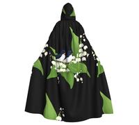 YYHWHJDE Swallows among the lily of the valley Picture - Chaqueta larga con capucha para Halloween para adultos, adecuada para hombres y mujeres