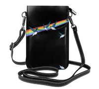 YYHWHJDE Swallows Flying in the Rainbow Picture - Teléfono móvil para mujer con prepucio de cuero, cubierta cruzada, pequeña correa ajustable para el hombro