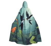 YYHWHJDE Swallows In The Forest Picture - Chaqueta larga con capucha para adultos de Halloween adecuada para hombres y mujeres
