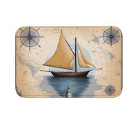 YYHWHJDE Tapete antideslizante y grueso con diseño de mapa de velero, adecuado para baños, dormitorios, tapetes lavables de 40,6 x 60,9 cm