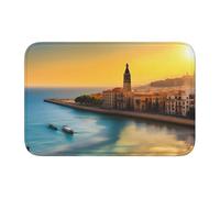 YYHWHJDE Tapete antideslizante y grueso con patrón de puesta de sol en Barcelona, adecuado para baños, dormitorios, alfombras lavables de 40.6 x 61.0 cm