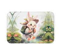 YYHWHJDE Tapete de terciopelo con borde de bloqueo de cristal con imagen de conejo saltando para dormitorio, salón, decoración del hogar