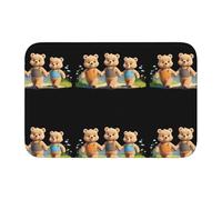 YYHWHJDE Tapete de terciopelo con imagen de The Friendship of The Three Little Bears, tapete de terciopelo con borde de bloqueo, alfombra para dormitorio, salón, decoración del hogar