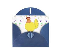 YYHWHJDE Tarjeta de felicitación azul con patrón de gallina cantando para invitaciones de fiesta de cumpleaños festiva