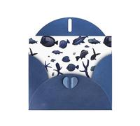 YYHWHJDE - Tarjeta de felicitación azul con varios peces en el océano, perfecta para el día de San Valentín, aniversario de boda e invitaciones de fiesta