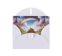 YYHWHJDE Tarjeta de felicitación blanca con diseño de Little World Under the Rainbow perfecta para el día de San Valentín, aniversario de boda e invitaciones de fiesta