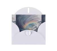 YYHWHJDE Tarjeta de felicitación blanca con diseño de nubes blancas, arco iris, perfecta para el día de San Valentín, aniversario de boda e invitaciones de fiesta