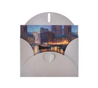 YYHWHJDE Tarjeta de felicitación gris con hermoso patrón de puerto de vela, perfecta para el día de San Valentín, aniversario de boda e invitaciones de fiesta