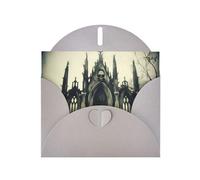 YYHWHJDE - Tarjeta de felicitación gris con imagen de castillo de esqueleto antiguo, perfecta para el día de San Valentín, aniversario de boda e invitaciones de fiesta