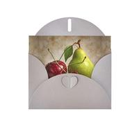 YYHWHJDE Tarjeta de felicitación gris con patrón de cerezas y peras, perfecta para el día de San Valentín, aniversario de boda e invitaciones de fiesta