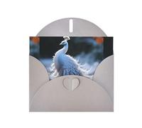 YYHWHJDE Tarjeta de felicitación gris con patrón de pavo real blanco puro, perfecta para el día de San Valentín, aniversario de boda e invitaciones de fiesta