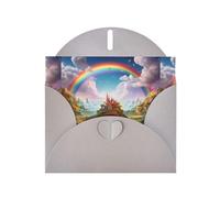 YYHWHJDE Tarjeta de felicitación gris Little World Under the Rainbow Pattern perfecta para el día de San Valentín, aniversario de boda e invitaciones de fiesta