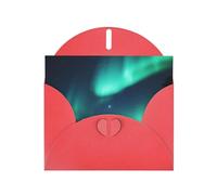 YYHWHJDE - Tarjeta de felicitación roja con imagen de Aurora del cielo perfecto para el día de San Valentín, aniversario de boda e invitaciones de fiesta