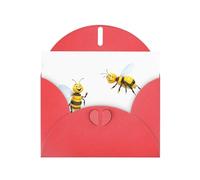 YYHWHJDE - Tarjeta de felicitación roja con imagen de dos abejas zumbando perfecta para el día de San Valentín, aniversario de boda e invitaciones de fiesta