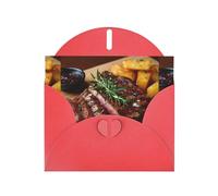 YYHWHJDE Tarjeta de felicitación roja con un delicioso patrón de carne perfecta para el día de San Valentín, aniversario de boda e invitaciones de fiesta