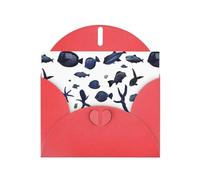 YYHWHJDE - Tarjeta de felicitación roja con varios peces en el océano, perfecta para el día de San Valentín, aniversario de boda e invitaciones de fiesta